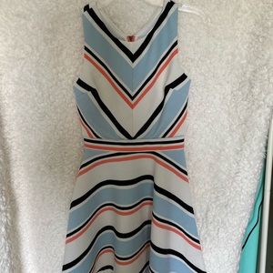 Women’s White and Blue Dress, Skater, Formal